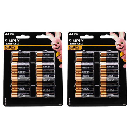 2x 24pc Duracell AA Size 1.5V Alkaline Battery Pack Single-Use Batteries