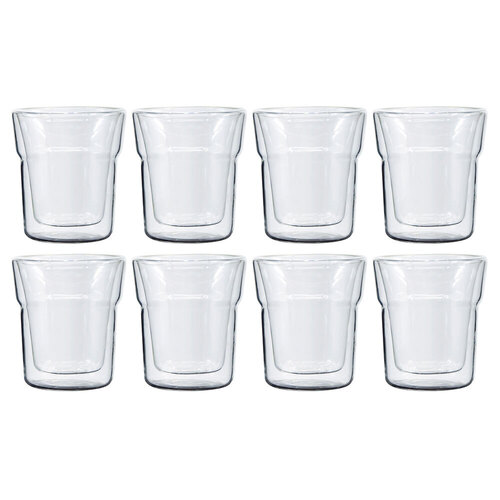 8pc Salt & Pepper Double Wall  Brew Latte Glasses 240ml