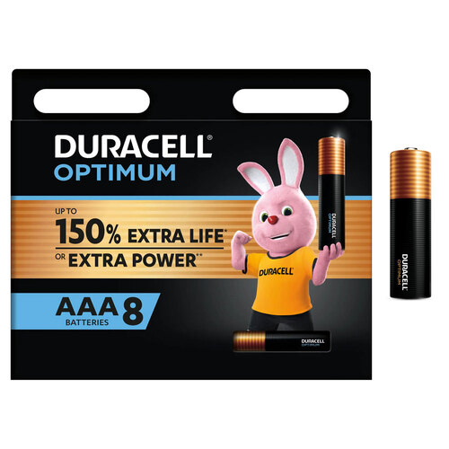 8pc Duracell Optimum Alkaline AAA Battery Pack Single Use