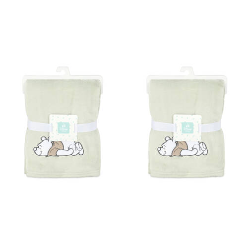 2PK Disney Pooh Baby/Kids Polyester Velour Applique Stroller Blanket 76x101cm