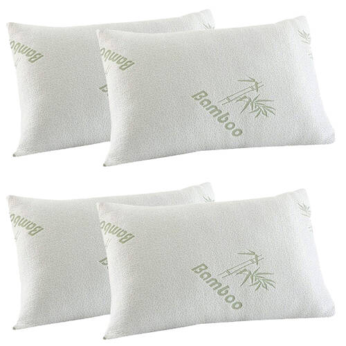 2x 2pc Royal Comfort Bamboo Covered Memory Foam Bedding Pillow 56x36cm - White
