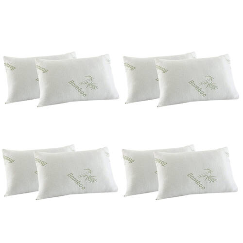 4x 2pc Royal Comfort Bamboo Covered Memory Foam Bedding Pillow 56x36cm - White
