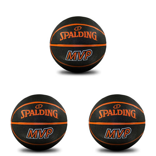3PK Spalding MVP Mini Indoor/Outdoor All Surface Rubber Basketball Size 1 Black