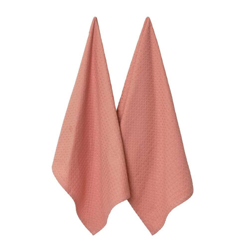 2pc J.Elliot Waffle Tea Towels 50x70cm Clay Pink