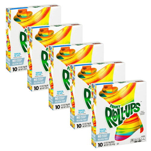 50pc Fruit Roll-Ups Flavoured Snack 141g - Tropical Tie Dye