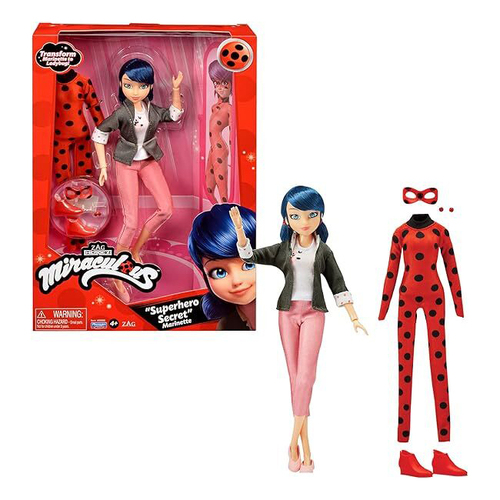 Miraculous Ladybug Fashion Doll w/2 Outfits (Super Secret Marinette) 3y+