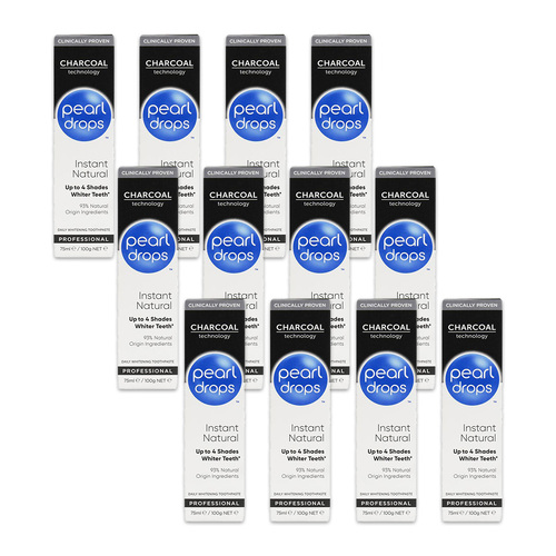 12PK Pearl Drops 100g Toothpaste Instant Natural Charcoal Technology