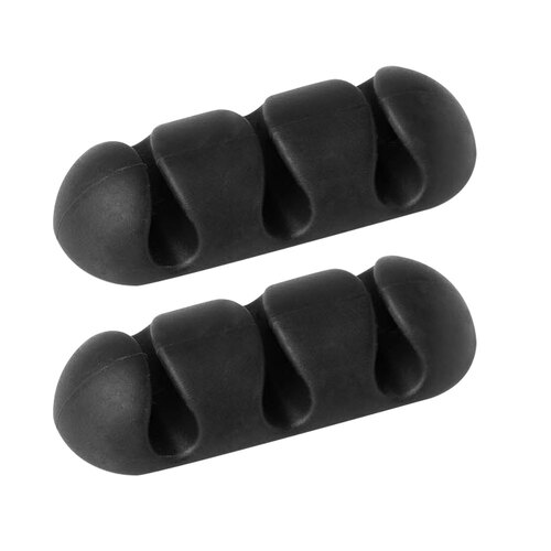 2pc Durable Cavoline 18cm Plastic Self Adhesive Clips 3 Slot - Graphite