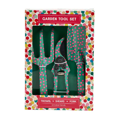 3pc Annabel Trends Garden Tool Shear/Trowel/Fork Set - Confetti