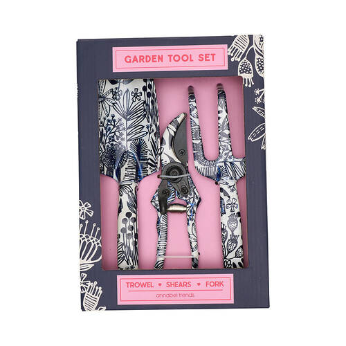 3pc Annabel Trends Garden Tool Trowel/Shears/Fork Set Navy Native
