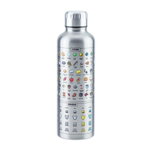 Minecraft 500ml Metal Water Bottle Double Walled - Silver