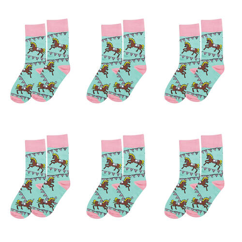 6PK Wicked Sista Cotton Stretchable Pony Socks One Size 6-10