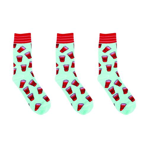 3PK Mister Soda Socks Mens Casual One Size Cotton Sea Green