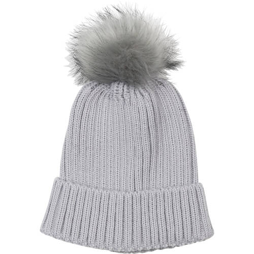Wicked Sista Acrylic Ribbed Beanie w/ Pom Pom One Size - Light Grey