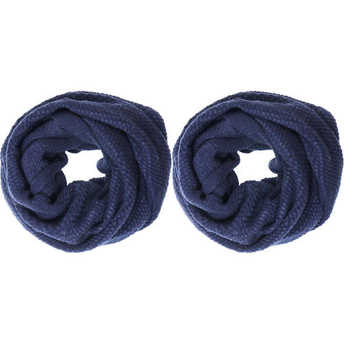 2PK Wicked Sista Acrylic Pattern Knit Snood Neck Warmer One Size - Navy