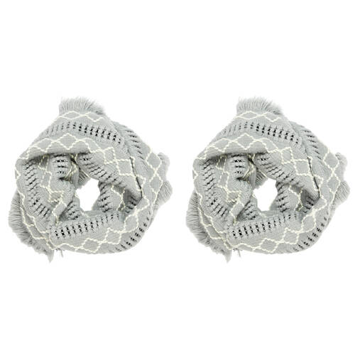 2PK Wicked Sista Acrylic Samantha Snood Neck Warmer One Size - Light Grey