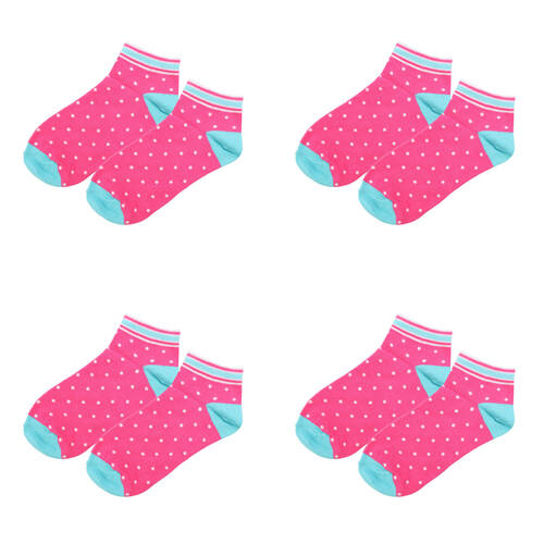 4PK Wicked Sista Cotton Candy Spot Women's Ankle Socks One Size 6-10