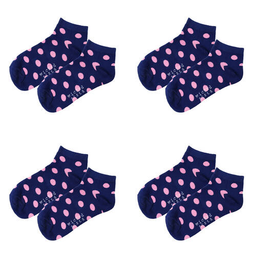 4PK Wicked Sista Cotton Spot Women's Ankle Socks One Size 6-10