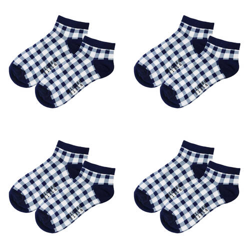 4PK Wicked Sista Cotton Gingham Women's Ankle Socks One Size 6-10