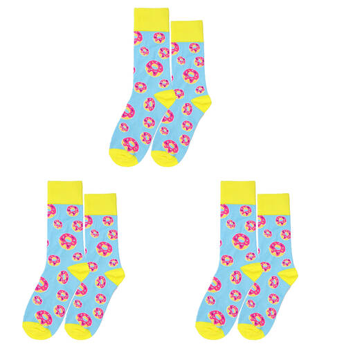 3PK Wicked Sista Strawberry Donut Soft Cotton Socks One Size 6-10