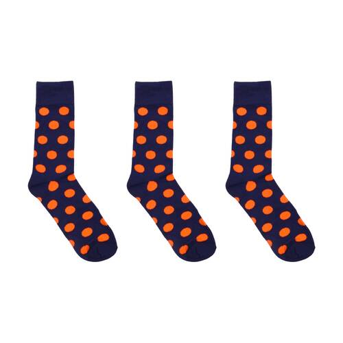 3PK Mister Lots Of Spots Socks Mens Casual One Size Cotton Navy