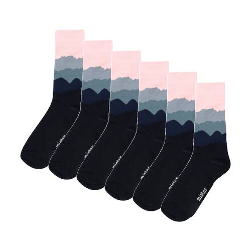 6PK Mister Mountain Socks Mens Casual One Size Cotton Block