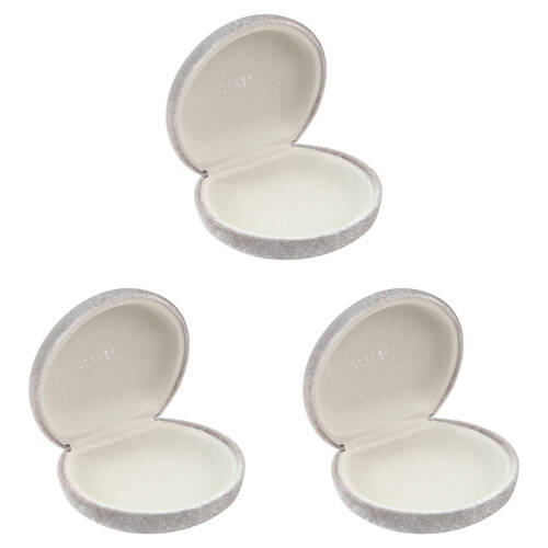 3PK Wicked Sista Velvet Polyester Small Jewellery Case 8.7cm - Pearl Grey