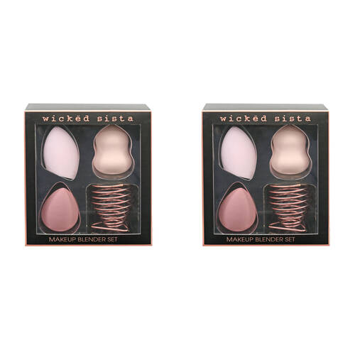 2x 4pc Wicked Sista Latex Free Makeup Blender w/ Holder Set