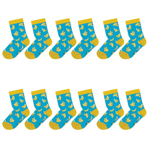 6PK Foote Street Toddler Soft Cotton Socks - Bananas 1-3y
