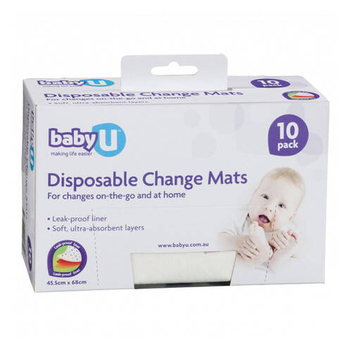 10PK Baby U Disposable Change Mats
