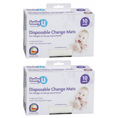 2x 10PK Baby U Disposable Change Mats