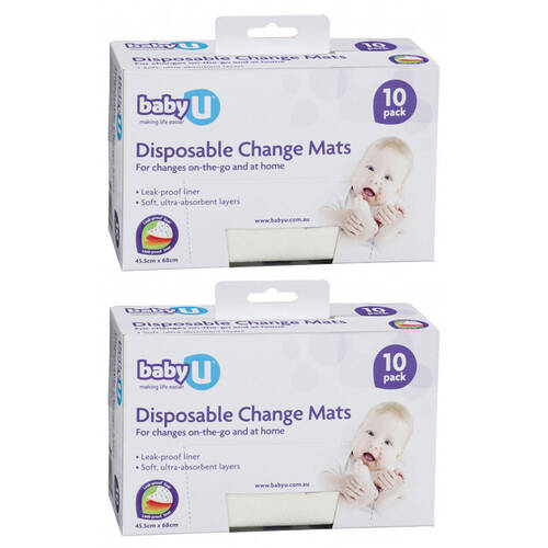 2x 10PK Baby U Disposable Change Mats