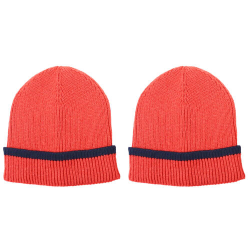 2PK Foote Street Ribbed Beanie For Kids/Children S/M - Brick/Navy - 3Y-6Y