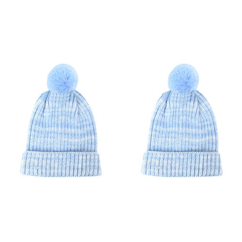 2PK Foote Street Casey Toddler Beanie Soft Acrylic Winter Hat - Blue - 8M-2Y