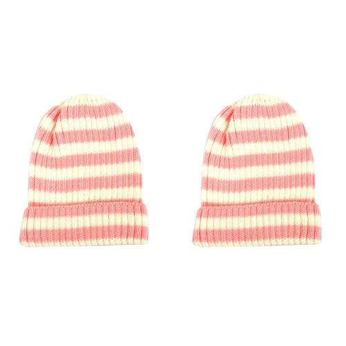 2PK Foote Street Bailey Striped Beanie For Kids Winter Cap - Pink - 2Y-3Y