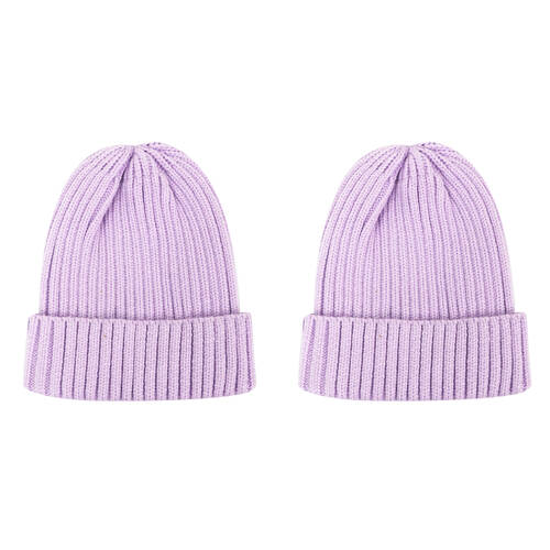 2PK Foote Street Lucy Beanie For Toddlers - Winter Cap - Purple - 8M-2Y