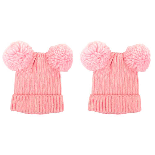 2PK Foote Street Poppy Beanie For Kids - Winter Cap - Soft Pink - 2Y-3Y