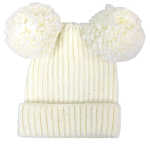 Foote Street Poppy Beanie For Toddlers Winter Cap - White - 8M-2Y