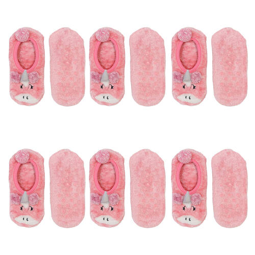 6PK Wicked Sista Footlets Unicorn Indoor Footwear One Size - Pink
