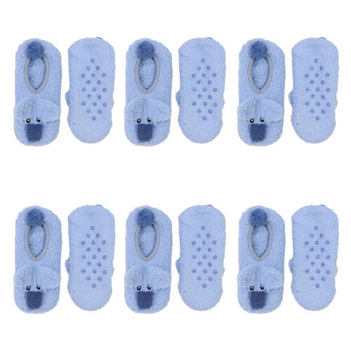 6PK Wicked Sista Footlets Koala Indoor Footwear One Size - Blue