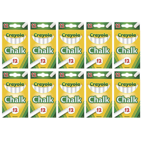 10x 12PK Crayola Chalk Sticks - White