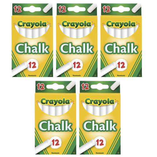 5x 12PK Crayola Chalk Sticks - White
