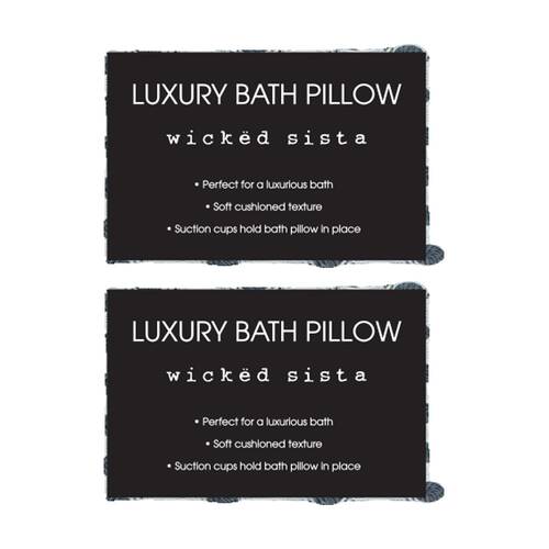2PK Wicked Sista Luxury Bath Pillow Suction Cups Spa Comfort Black