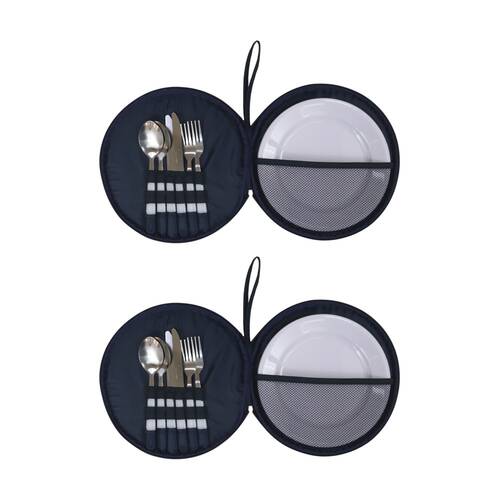 2PK Wicked Sista Picnic Set Peony Dreams Stainless Steel Cutlery Carry Case