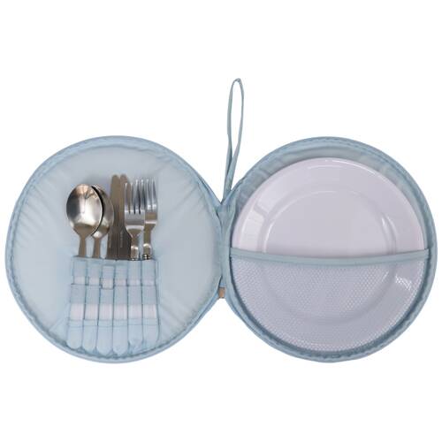 Wicked Sista Picnic Set Tropical Leaves Stainless Steel Cutlery Carry Case Green