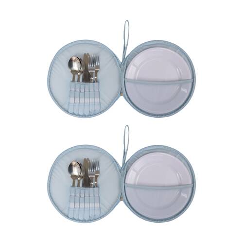 2PK Wicked Sista Picnic Set Tropical Leaves Stainless Steel Cutlery Carry Case