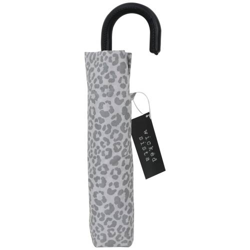Wicked Sista Compact Umbrella Manual Opening Watercolour Leopard - Grey