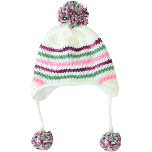 Foote Street Unisex Multi Stripe Beanie w/ Pom Pom For Kids S/M Multi 3Y-6Y