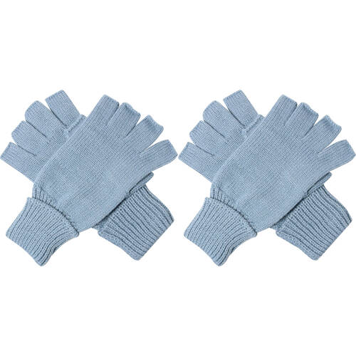 2PK Wicked Sista Fingerless Soft Acrylic Knitted Gloves One Size - Dusty Blue