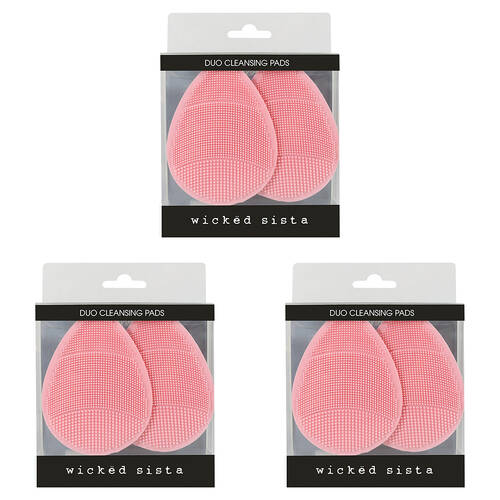 3x 2pc Wicked Sista Silicone Cleansing Pad 11.3x15cm - Pink